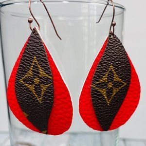 Double Layer Faux Leather Earrings